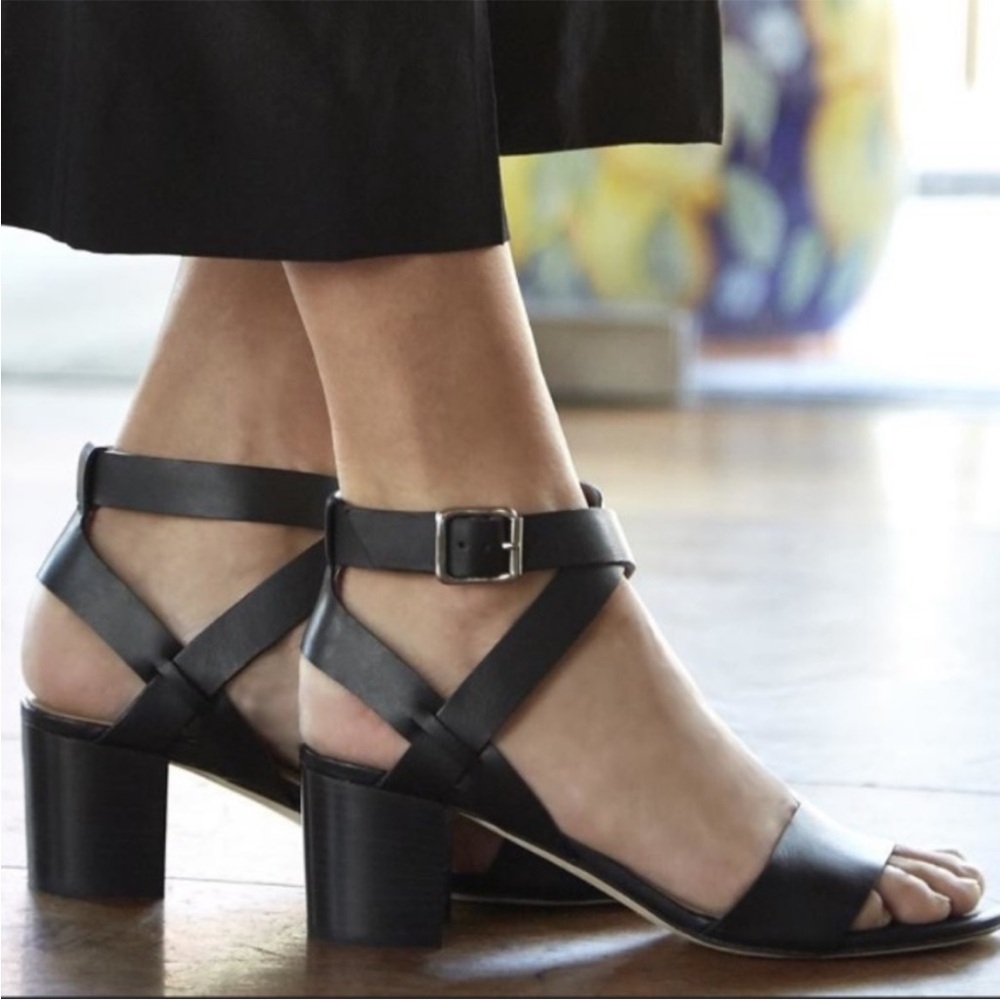 M. Gemi Atturno Black Block Heel Sandal 38/7.5 - Picture 2 of 13